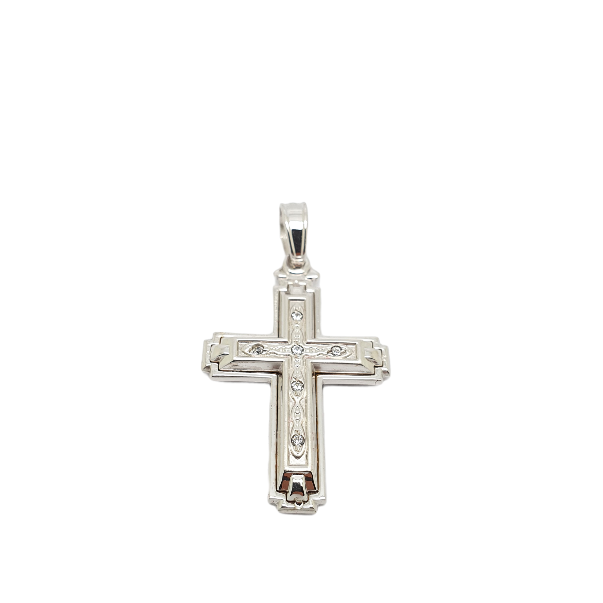 White gold cross k14 with zircon (code H1825)